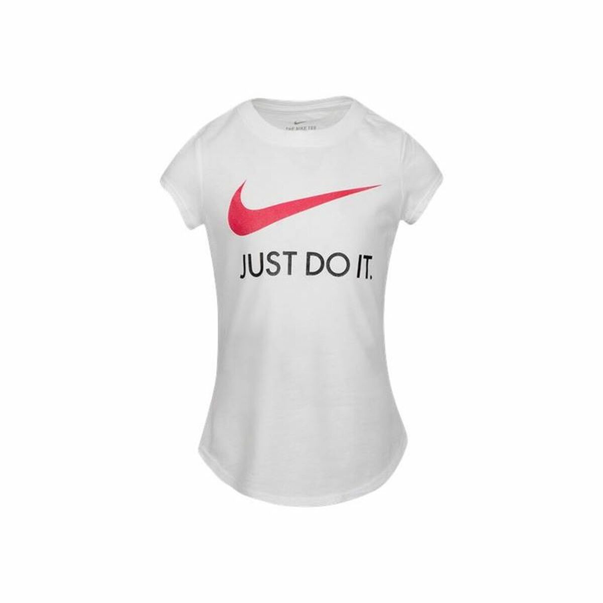 Osta tuote Lasten Lyhythihainen paita Nike Swoosh JDI Valkoinen (Koko: 5 vuotta) verkkokaupastamme Korhone: Urheilu & Vapaa-aika 10% alennuksella koodilla KORHONE
